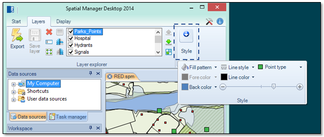 Spatial Manager Desktop™ Ribbon Groups display