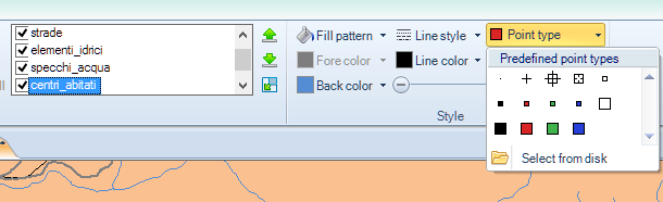Layer point type options