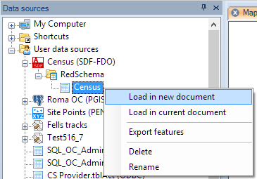 Load a table from a User Data Source (UDS) in a Map