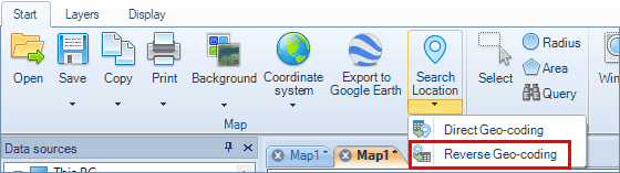 Reverse geocoding of map features