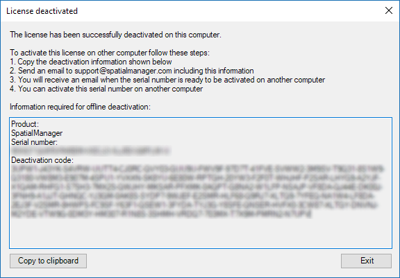 Spatial Manager Desktop™ - License deactivated