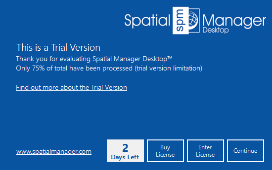 Spatial Manager Desktop™ trial version window