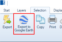Export a selection of features to Google Earth (KML) button