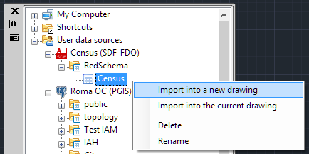 Import a table from a User Data Source (UDS) into AutoCAD