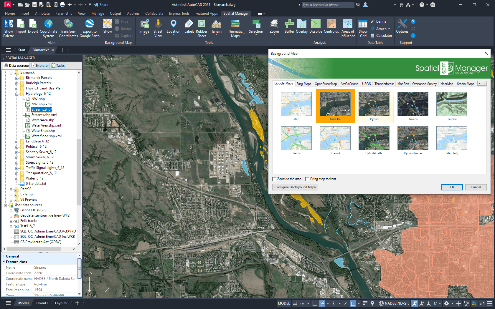 'Background Map' applied in a sample drawing