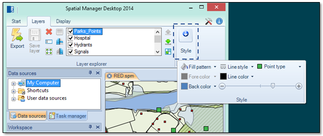 Spatial Manager Desktop™ Groups display