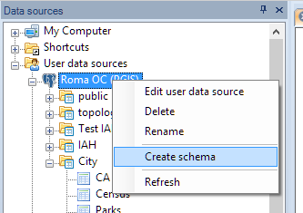 Create a schema in a spatial database