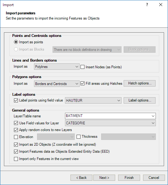 Spatial Manager™ for AutoCAD "Import" Wizard