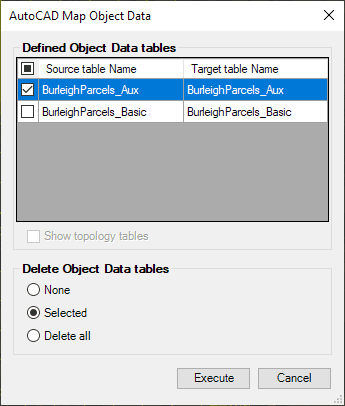 Convert AutoCAD Map Object Data tables