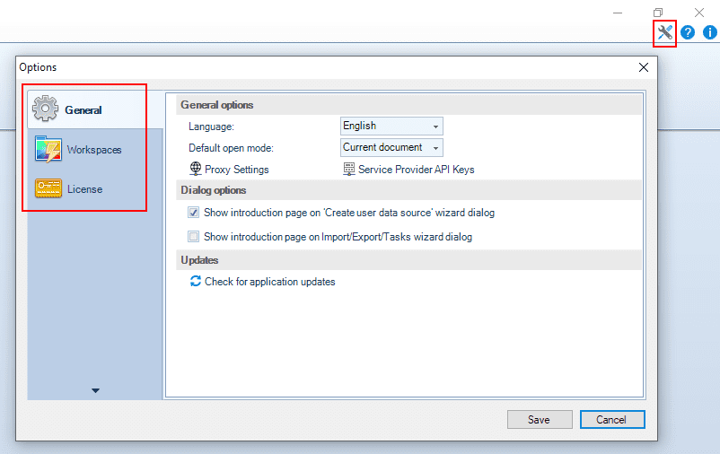 Spatial Manager Desktop™ Options ("General" tab)