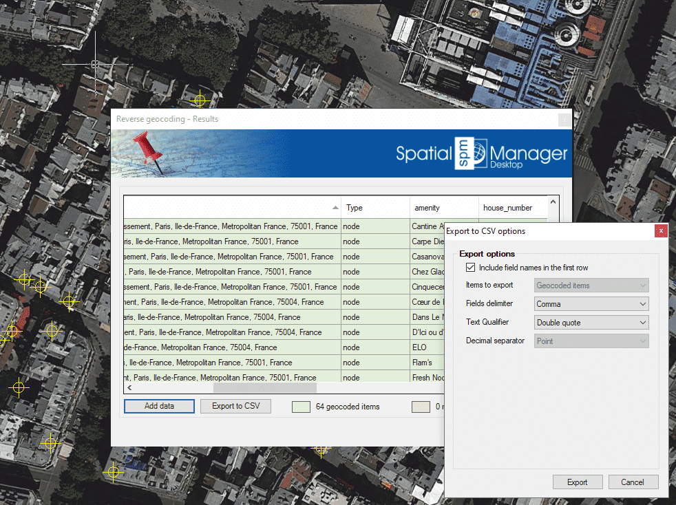 Reverse geocoding results and data parameters