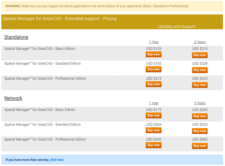 Spatial Manager™ for GstarCAD Extended Support Buy page